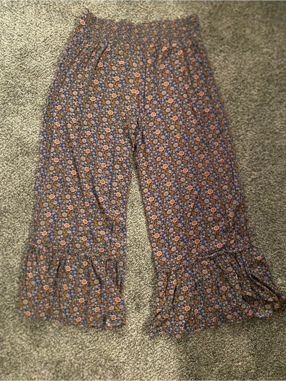 NATURAL LIFE Women's Navy Floral Ruffle Hem Pants - Picture 4 of 4